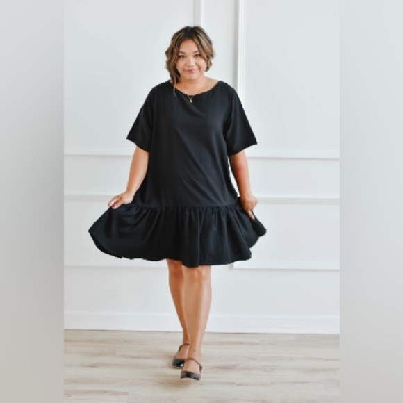 EMMA KNUDSEN Dresses & Skirts - EMMA KNUDSEN | THE LAUREN DRESS - BLACK oversized drop waist Lagenlook small